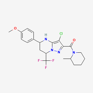 [3-Chloro-5-(4-methoxyphenyl)-7-(trifluoromethyl)-4,5,6,7-tetrahydropyrazolo[1,5-a]pyrimidin-2-yl](2-methylpiperidin-1-yl)methanone