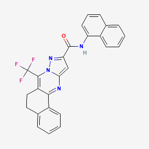 molecular formula C26H17F3N4O B11667844 N-(1-Naphthyl)-7-(trifluoromethyl)-5,6-dihydrobenzo[H]pyrazolo[5,1-B]quinazoline-10-carboxamide 