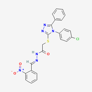 2-{[4-(4-chlorophenyl)-5-phenyl-4H-1,2,4-triazol-3-yl]sulfanyl}-N'-[(E)-(2-nitrophenyl)methylidene]acetohydrazide