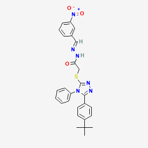 molecular formula C27H26N6O3S B11667861 2-{[5-(4-tert-butylphenyl)-4-phenyl-4H-1,2,4-triazol-3-yl]sulfanyl}-N'-[(E)-(3-nitrophenyl)methylidene]acetohydrazide 