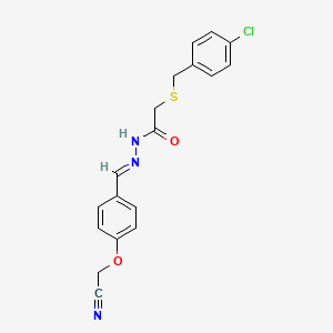 molecular formula C18H16ClN3O2S B11667868 2-[(4-chlorobenzyl)sulfanyl]-N'-{(E)-[4-(cyanomethoxy)phenyl]methylidene}acetohydrazide 