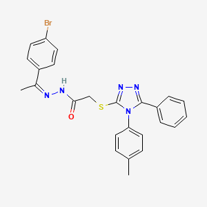 molecular formula C25H22BrN5OS B11667882 N'-[(1Z)-1-(4-Bromophenyl)ethylidene]-2-{[4-(4-methylphenyl)-5-phenyl-4H-1,2,4-triazol-3-YL]sulfanyl}acetohydrazide 