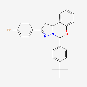 molecular formula C26H25BrN2O B11667886 2-(4-Bromophenyl)-5-(4-tert-butylphenyl)-1,10b-dihydropyrazolo[1,5-c][1,3]benzoxazine 