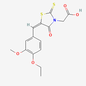 molecular formula C15H15NO5S2 B11667915 [(5E)-5-(4-ethoxy-3-methoxybenzylidene)-4-oxo-2-thioxo-1,3-thiazolidin-3-yl]acetic acid 