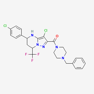 (4-Benzylpiperazin-1-yl)[3-chloro-5-(4-chlorophenyl)-7-(trifluoromethyl)-4,5,6,7-tetrahydropyrazolo[1,5-a]pyrimidin-2-yl]methanone