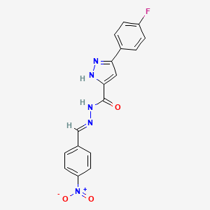 molecular formula C17H12FN5O3 B11667944 3-(4-fluorophenyl)-N'-[(E)-(4-nitrophenyl)methylidene]-1H-pyrazole-5-carbohydrazide 