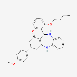 molecular formula C30H32N2O3 B11667946 11-(2-butoxyphenyl)-3-(4-methoxyphenyl)-2,3,4,5,10,11-hexahydro-1H-dibenzo[b,e][1,4]diazepin-1-one 