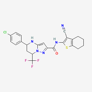 5-(4-chlorophenyl)-N-(3-cyano-4,5,6,7-tetrahydro-1-benzothiophen-2-yl)-7-(trifluoromethyl)-4,5,6,7-tetrahydropyrazolo[1,5-a]pyrimidine-2-carboxamide