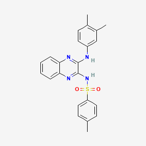 molecular formula C23H22N4O2S B11667967 N-{3-[(3,4-dimethylphenyl)amino]quinoxalin-2-yl}-4-methylbenzenesulfonamide 