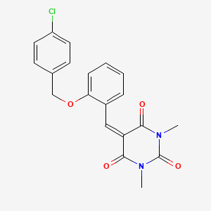 5-{2-[(4-chlorobenzyl)oxy]benzylidene}-1,3-dimethylpyrimidine-2,4,6(1H,3H,5H)-trione