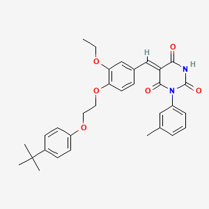 (5Z)-5-({4-[2-(4-Tert-butylphenoxy)ethoxy]-3-ethoxyphenyl}methylidene)-1-(3-methylphenyl)-1,3-diazinane-2,4,6-trione