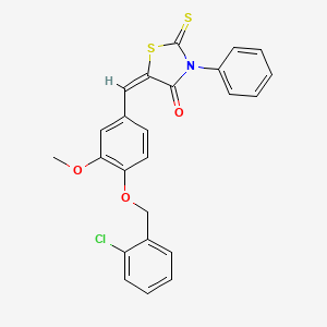 (5E)-5-{4-[(2-chlorobenzyl)oxy]-3-methoxybenzylidene}-3-phenyl-2-thioxo-1,3-thiazolidin-4-one