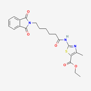 molecular formula C21H23N3O5S B11668015 ethyl 2-{[6-(1,3-dioxo-1,3-dihydro-2H-isoindol-2-yl)hexanoyl]amino}-4-methyl-1,3-thiazole-5-carboxylate 