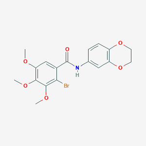 molecular formula C18H18BrNO6 B11668027 2-bromo-N-(2,3-dihydro-1,4-benzodioxin-6-yl)-3,4,5-trimethoxybenzamide 