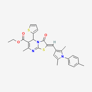 Ethyl (2Z)-2-{[2,5-dimethyl-1-(4-methylphenyl)-1H-pyrrol-3-YL]methylidene}-7-methyl-3-oxo-5-(thiophen-2-YL)-2H,3H,5H-[1,3]thiazolo[3,2-A]pyrimidine-6-carboxylate