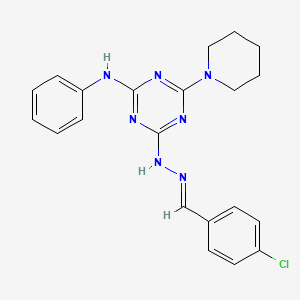 4-[(2E)-2-(4-chlorobenzylidene)hydrazinyl]-N-phenyl-6-(piperidin-1-yl)-1,3,5-triazin-2-amine