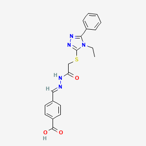 4-[(E)-({[(4-ethyl-5-phenyl-4H-1,2,4-triazol-3-yl)thio]acetyl}hydrazono)methyl]benzoic acid