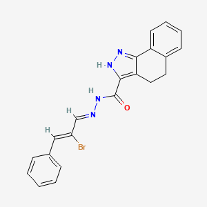 molecular formula C21H17BrN4O B11668100 N'-[(E,2Z)-2-bromo-3-phenyl-2-propenylidene]-4,5-dihydro-1H-benzo[g]indazole-3-carbohydrazide 