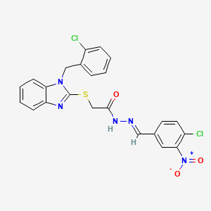 molecular formula C23H17Cl2N5O3S B11668104 2-{[1-(2-chlorobenzyl)-1H-benzimidazol-2-yl]sulfanyl}-N'-[(E)-(4-chloro-3-nitrophenyl)methylidene]acetohydrazide 