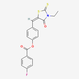 4-[(E)-(3-ethyl-4-oxo-2-thioxo-1,3-thiazolidin-5-ylidene)methyl]phenyl 4-fluorobenzoate