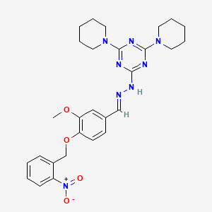 2-[(2E)-2-{3-methoxy-4-[(2-nitrobenzyl)oxy]benzylidene}hydrazinyl]-4,6-di(piperidin-1-yl)-1,3,5-triazine