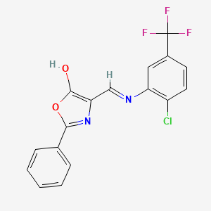 molecular formula C17H10ClF3N2O2 B11668156 (4Z)-4-({[2-chloro-5-(trifluoromethyl)phenyl]amino}methylidene)-2-phenyl-1,3-oxazol-5(4H)-one 