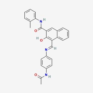 4-[(E)-[(4-Acetamidophenyl)imino]methyl]-3-hydroxy-N-(2-methylphenyl)naphthalene-2-carboxamide