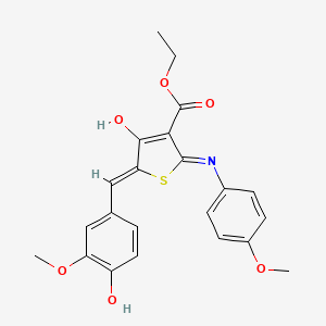 molecular formula C22H21NO6S B11668213 ethyl (5Z)-5-(4-hydroxy-3-methoxybenzylidene)-2-[(4-methoxyphenyl)amino]-4-oxo-4,5-dihydrothiophene-3-carboxylate 