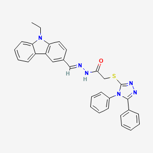 molecular formula C31H26N6OS B11668251 2-[(4,5-diphenyl-4H-1,2,4-triazol-3-yl)sulfanyl]-N'-[(E)-(9-ethyl-9H-carbazol-3-yl)methylidene]acetohydrazide 