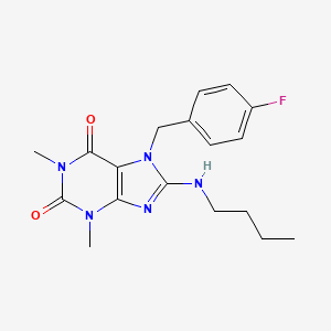 molecular formula C18H22FN5O2 B11668296 8-(butylamino)-7-(4-fluorobenzyl)-1,3-dimethyl-3,7-dihydro-1H-purine-2,6-dione 