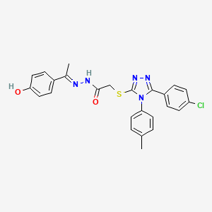 molecular formula C25H22ClN5O2S B11668335 2-{[5-(4-chlorophenyl)-4-(4-methylphenyl)-4H-1,2,4-triazol-3-yl]sulfanyl}-N'-[(1E)-1-(4-hydroxyphenyl)ethylidene]acetohydrazide 