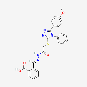 2-{(E)-[({[5-(4-methoxyphenyl)-4-phenyl-4H-1,2,4-triazol-3-yl]thio}acetyl)hydrazono]methyl}benzoic acid