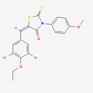 molecular formula C19H15Br2NO3S2 B11668356 (5E)-5-[(3,5-dibromo-4-ethoxyphenyl)methylidene]-3-(4-methoxyphenyl)-2-sulfanylidene-1,3-thiazolidin-4-one 