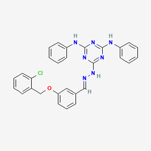 6-[(2E)-2-{3-[(2-chlorobenzyl)oxy]benzylidene}hydrazinyl]-N,N'-diphenyl-1,3,5-triazine-2,4-diamine