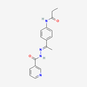 N-(4-{(1E)-1-[2-(pyridin-3-ylcarbonyl)hydrazinylidene]ethyl}phenyl)propanamide