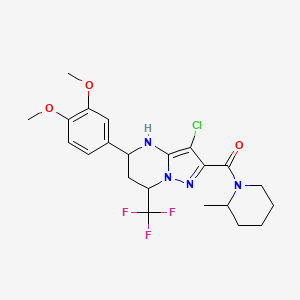 [3-Chloro-5-(3,4-dimethoxyphenyl)-7-(trifluoromethyl)-4,5,6,7-tetrahydropyrazolo[1,5-a]pyrimidin-2-yl](2-methylpiperidin-1-yl)methanone