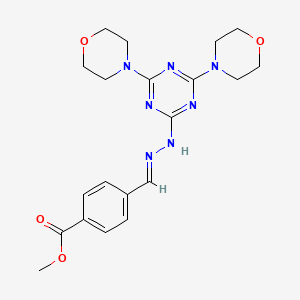 molecular formula C20H25N7O4 B11668495 methyl 4-[(E)-{2-[4,6-di(morpholin-4-yl)-1,3,5-triazin-2-yl]hydrazinylidene}methyl]benzoate 