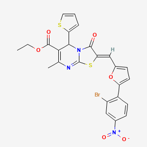 ethyl (2Z)-2-{[5-(2-bromo-4-nitrophenyl)furan-2-yl]methylidene}-7-methyl-3-oxo-5-(thiophen-2-yl)-2,3-dihydro-5H-[1,3]thiazolo[3,2-a]pyrimidine-6-carboxylate