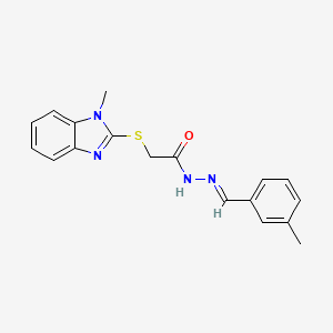 molecular formula C18H18N4OS B11668533 2-[(1-methyl-1H-benzimidazol-2-yl)sulfanyl]-N'-[(E)-(3-methylphenyl)methylidene]acetohydrazide 