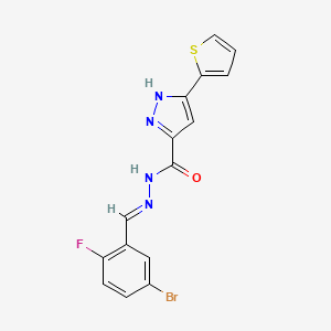 N'-(5-Bromo-2-fluorobenzylidene)-3-(thiophen-2-yl)-1H-pyrazole-5-carbohydrazide