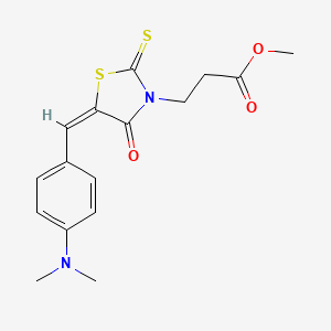 molecular formula C16H18N2O3S2 B11668613 methyl 3-{(5E)-5-[4-(dimethylamino)benzylidene]-4-oxo-2-thioxo-1,3-thiazolidin-3-yl}propanoate 