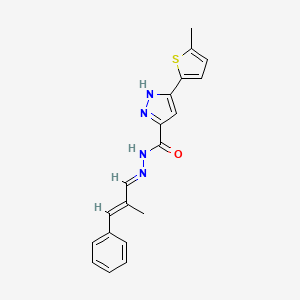 molecular formula C19H18N4OS B11668649 N'-[(1E,2E)-2-methyl-3-phenylprop-2-en-1-ylidene]-3-(5-methylthiophen-2-yl)-1H-pyrazole-5-carbohydrazide 