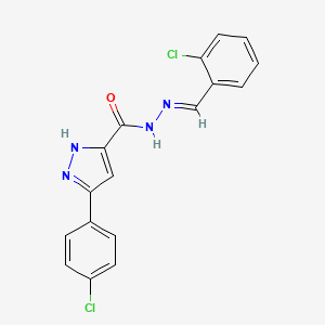 molecular formula C17H12Cl2N4O B11668651 3-(4-chlorophenyl)-N'-[(E)-(2-chlorophenyl)methylidene]-1H-pyrazole-5-carbohydrazide 