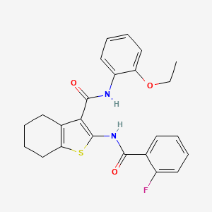 molecular formula C24H23FN2O3S B11668654 N-(2-ethoxyphenyl)-2-{[(2-fluorophenyl)carbonyl]amino}-4,5,6,7-tetrahydro-1-benzothiophene-3-carboxamide 