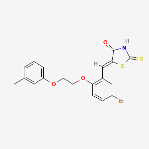 molecular formula C19H16BrNO3S2 B11668658 (5Z)-5-{5-bromo-2-[2-(3-methylphenoxy)ethoxy]benzylidene}-2-thioxo-1,3-thiazolidin-4-one 