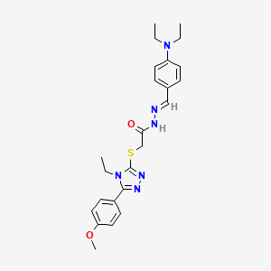 molecular formula C24H30N6O2S B11668685 N'-[(E)-[4-(Diethylamino)phenyl]methylidene]-2-{[4-ethyl-5-(4-methoxyphenyl)-4H-1,2,4-triazol-3-YL]sulfanyl}acetohydrazide CAS No. 303102-81-0