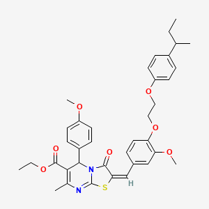 ethyl (2E)-2-(4-{2-[4-(butan-2-yl)phenoxy]ethoxy}-3-methoxybenzylidene)-5-(4-methoxyphenyl)-7-methyl-3-oxo-2,3-dihydro-5H-[1,3]thiazolo[3,2-a]pyrimidine-6-carboxylate