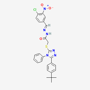 2-{[5-(4-tert-butylphenyl)-4-phenyl-4H-1,2,4-triazol-3-yl]sulfanyl}-N'-[(E)-(4-chloro-3-nitrophenyl)methylidene]acetohydrazide