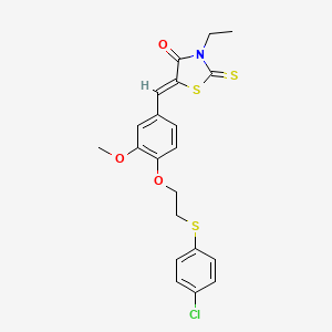 (5Z)-5-(4-{2-[(4-chlorophenyl)sulfanyl]ethoxy}-3-methoxybenzylidene)-3-ethyl-2-thioxo-1,3-thiazolidin-4-one