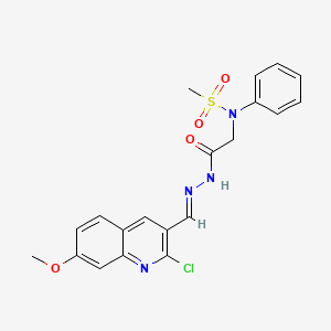 molecular formula C20H19ClN4O4S B11668753 N-({N'-[(E)-(2-Chloro-7-methoxyquinolin-3-YL)methylidene]hydrazinecarbonyl}methyl)-N-phenylmethanesulfonamide 